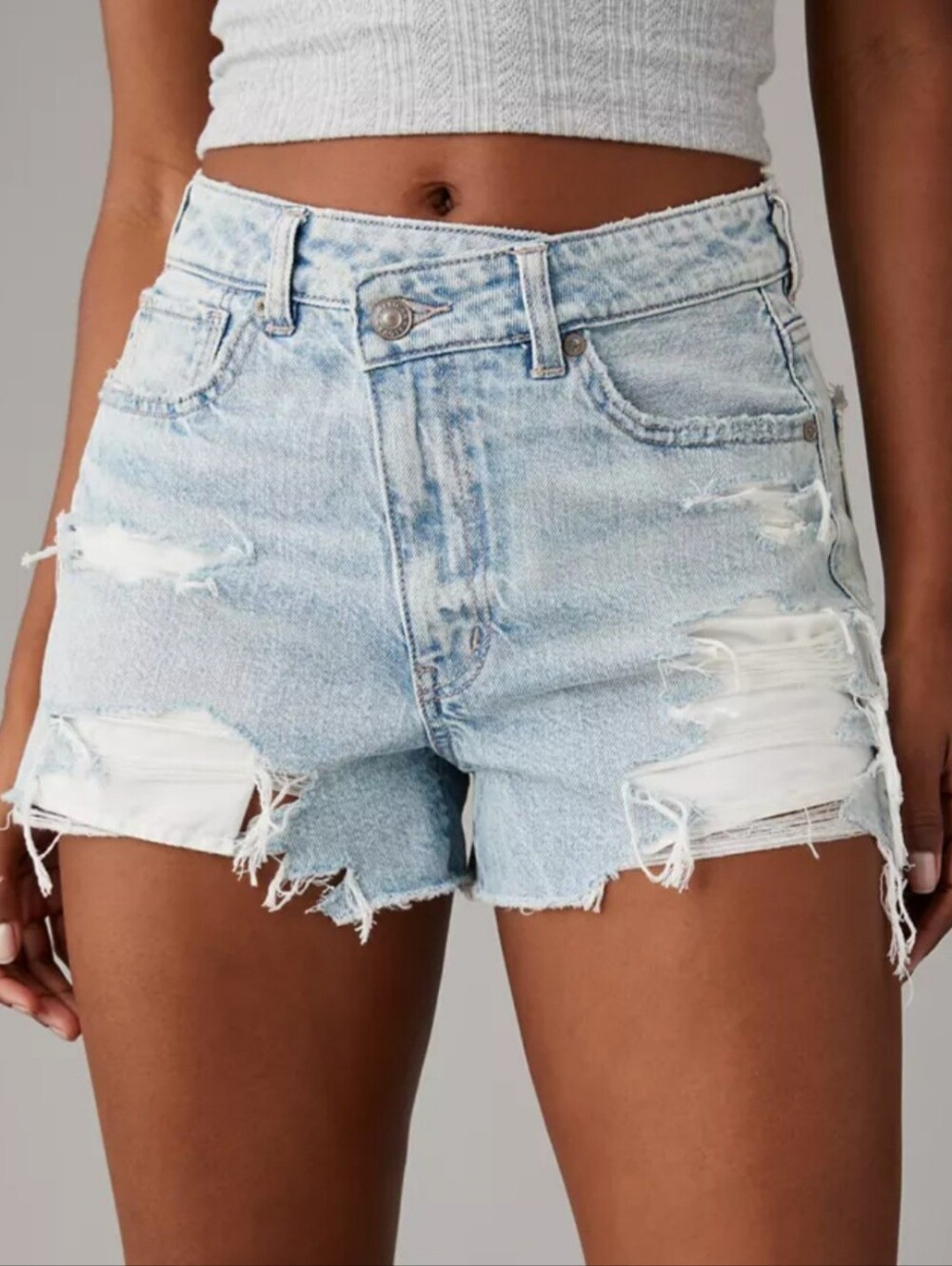 Distressed Denim Mom Shorts